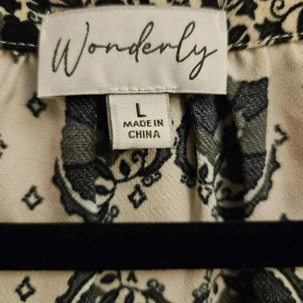 Wonderly Geometric Floral Print Long Sleeve Tunic Women L - Picture 5 of 6